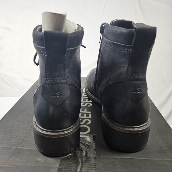 Josef Seibel Selena 06 Lace-Up Black Leather Women’s Combat Boots Size:US 9/EU40 - Picture 9 of 9